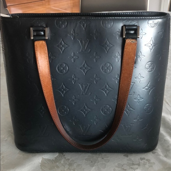Louis Vuitton Blue Monogram Mat Stockton Bag - Picture 3 of 8